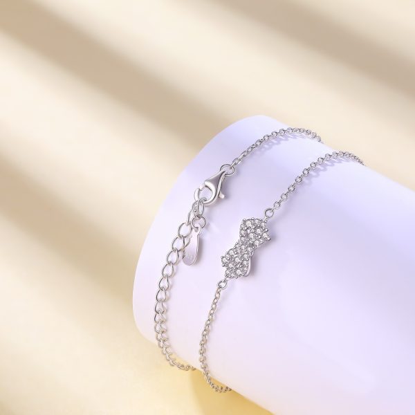 Women's S925 Sterling Silver Bow Bracelet - Elegant and Feminine - Image 4