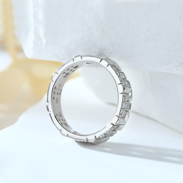 Women's S925 Sterling Silver Wide Face Hollow T Letter Zircon Ring - Statement Piece - Image 3