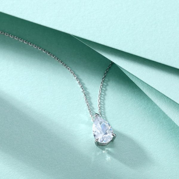 Elegant Women's S925 Sterling Silver Teardrop Necklace with Pear-Shaped Zircon Pendant - Image 4