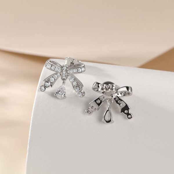 Women's S925 Sterling Silver Bow Earrings - Chic & Playful - Image 2