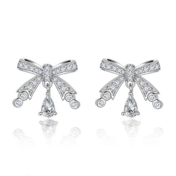 Women's S925 Sterling Silver Bow Earrings - Chic & Playful