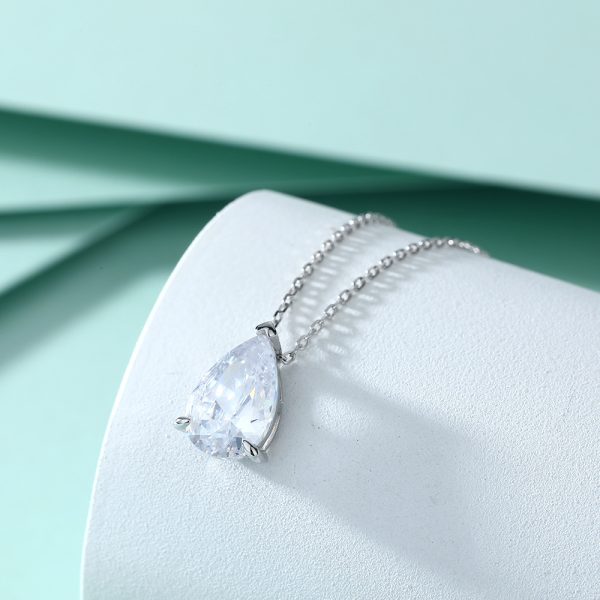 Elegant Women's S925 Sterling Silver Teardrop Necklace with Pear-Shaped Zircon Pendant - Image 3