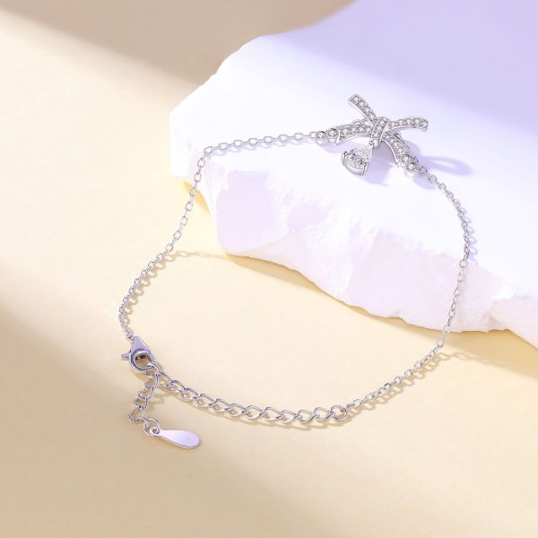 Women's S925 Sterling Silver Teardrop Bow Bracelet - Classic Charm - Image 2