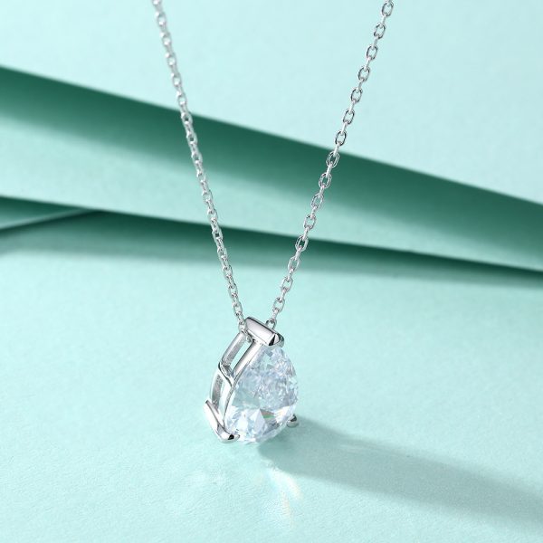 Elegant Women's S925 Sterling Silver Teardrop Necklace with Pear-Shaped Zircon Pendant - Image 2