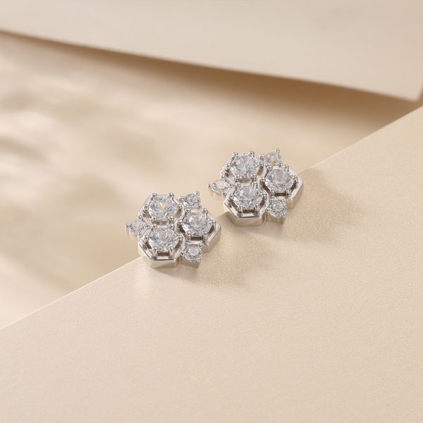 Women's S925 Sterling Silver Honeycomb Earrings - Geometric Chic - Image 4