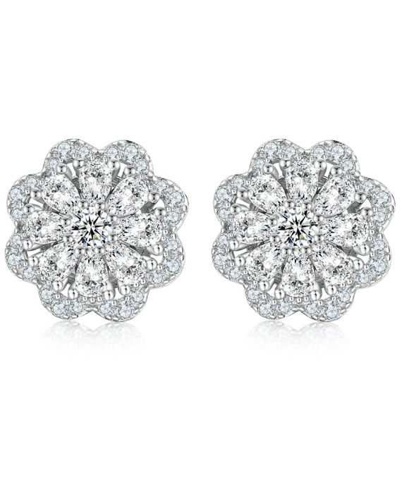 Women's S925 Silver Flower-Shaped Earrings - Delicate Floral Design