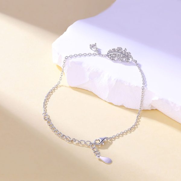 Women's S925 Sterling Silver Leaf Teardrop Bracelet - Nature-Inspired Design - Image 2