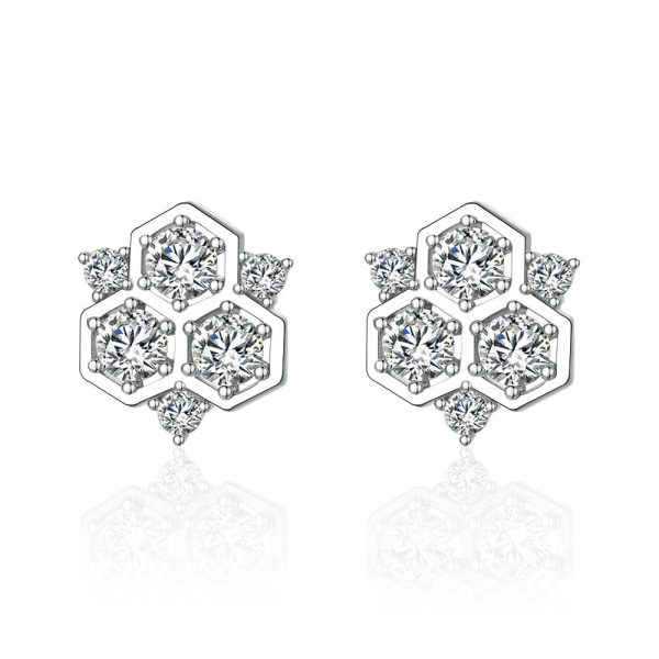 Women's S925 Sterling Silver Honeycomb Earrings - Geometric Chic