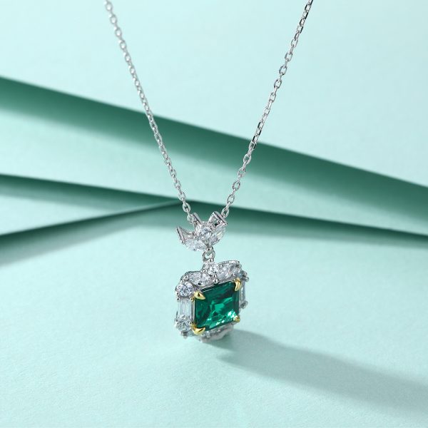 Women's S925 Sterling Silver Emerald Zircon Necklace - Elegant Green Gem - Image 3