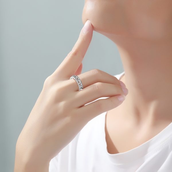 Women's S925 Sterling Silver Wide Face Hollow T Letter Zircon Ring - Statement Piece - Image 4